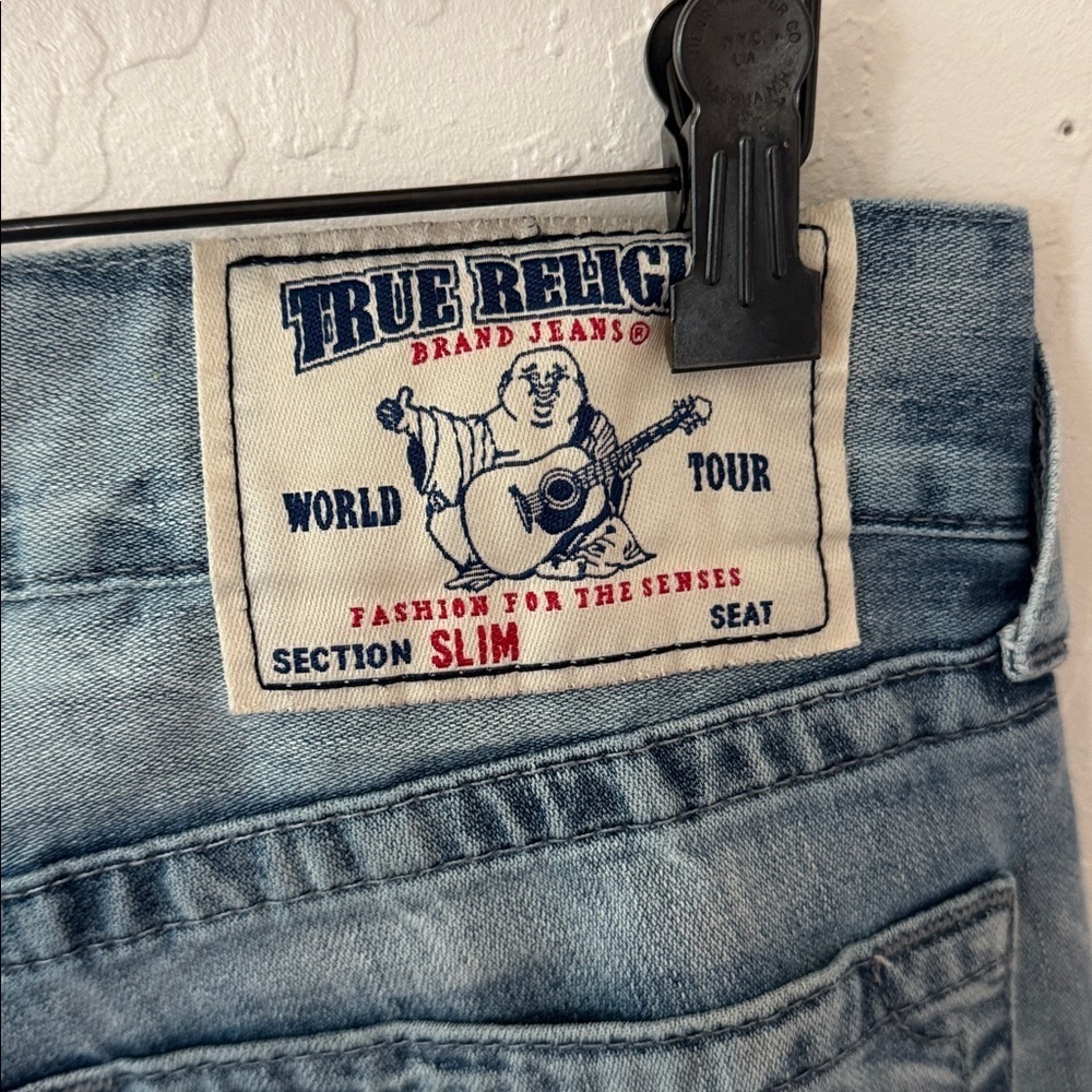 True Religion Washed Denim Slim Jeans Size 34 Inseam 34 - Picture 4 of 5